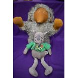 A Burbank Toys Talking Womble, pull cord missing, along with a Russ Standard Rhino soft toy