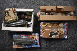 A shelf of 1990's Lewis Galoob Military Battlezone and similar vehicles and accessories including