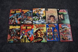 Ten 1970's and later Annuals, Warlord 1978, Bat Man 1981 and 1991, The Saint 1969, The Loan