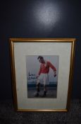 A framed print, Stanley Mathews bearing Signature and Best Wishes in black marker pen, framed size