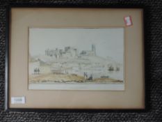 A print, photo image, Lancaster from the North East, 16 x 25cm, plus frame and glazed