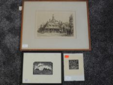 Two Ltd Ed prints, after Geo F Reiss, inc landscape, 1930, 9 x 13cm, plus frame and glazed, and an