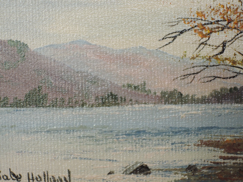 A pair of oil paintings, Kate Holland, Ullswater and Derwent, 7 x 14cm, plus frame - Image 3 of 3