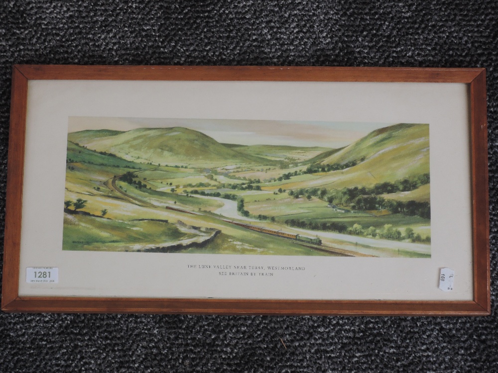 A print, after Greene, carraige style, The Lune valley, Near Tebay- See Britain by Train, 22x
