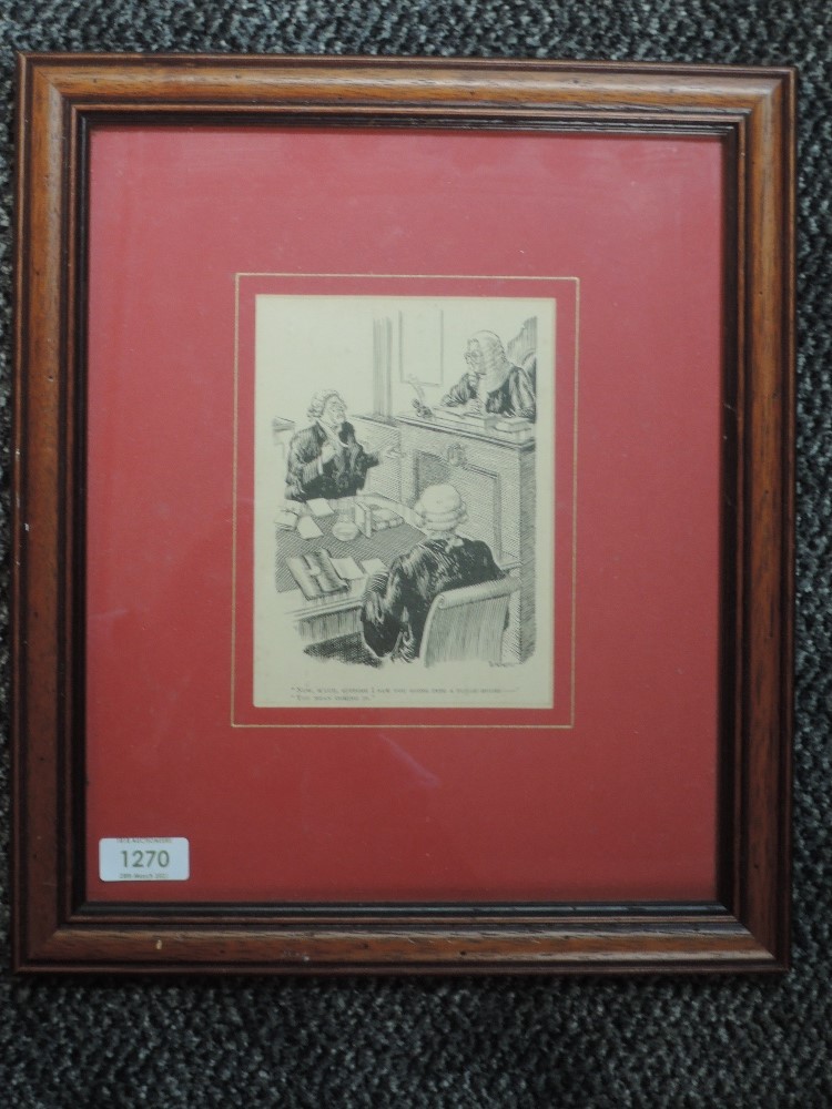 A near pair of prints, after Tener, law humour, 16 x 12cm and 17 x 11cm, plus frame and glazed