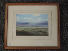 A watercolour, David Walsby, View from Hest Bank, 18 x 27cm, plus frame and glazed, and a print 21 x