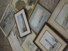 A selection of decorative pictures to include, a watercolour, Mike Cuttle, Pharos Fleetwood, signed,