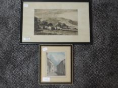 An etching, after H Dandy, Dent, West Riding of Yorkshire, 15 x 29cm, plus frame and glazed, and