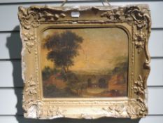 An oil painting on board, landscape, C19th, 23 x 28cm, framed