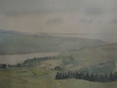 A watercolour, Angus Stewart, country landscape, signed, 22 x 38cm, plus frame and glazed, a