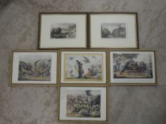 Two engravings, Kendal landscapes, C19th, 11 x 17cm, and a set of four re-prints, train interest, 18