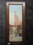 A print, after O Pilny, Middle Eastern street view, 60 x 22cm, plus frame and glazed