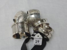 Six HM silver napkin rings of various forms including a pair, approx 68.6g