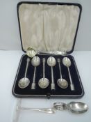 A cased set of silver coffee spoons of Art Deco style, Birmingham 1934, William Neale & Son Ltd, a