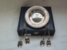 A cased silver Armada dish of plain form bearing Royal & Ancient Golf Club of St Andrews crest to