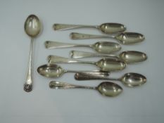 Nine assorted HM silver tea and egg spoons of various forms, approx 90.5g