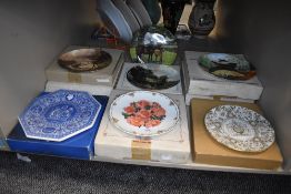 A selection of ceramic display plates including Royal Albert and Spode most with box