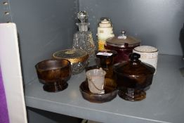 A selection of vintage glass ware including perfume bottle and more.