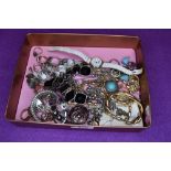 A selection of costume jewellery including wrist watches, rings, necklaces, J.Crew twist bangle etc