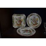 Four pieces of Copeland Spode for Wearing and Gillow having oriental style pattern of birds and