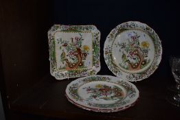 Four pieces of Copeland Spode for Wearing and Gillow having oriental style pattern of birds and