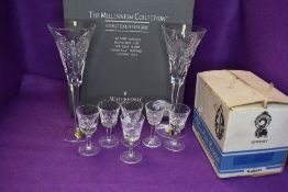 A selection of Sherry glasses and similar by Waterford crystal both with boxes