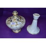 Two pieces of Royal Worcester including vase base with green back stamp and candle stick with