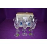 A set of six Waterford crystal glass sherry glasses in the Lismore design with box