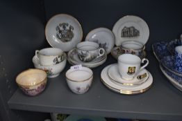 A fine selection of antique and later tea cups and saucers including hand decorated porcelain and