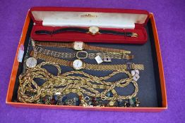 Five ladies vintage wrist watches including Rotary, Lorus, Summit, etc a pair of cufflinks and