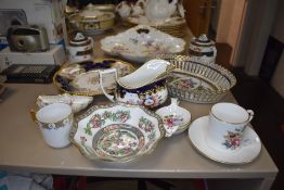 A selection of cabinet ceramics including Royal Crown Derby Limoges and Dresden