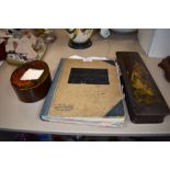 An antique lacquer glove box and a copy of the 1895 Draper Diary