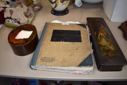 An antique lacquer glove box and a copy of the 1895 Draper Diary
