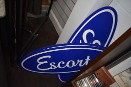 Three vintage workshop/Garage signs for Ford escort constructed on thin metal backed on plastic.