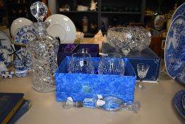 A selection of fine crystal glass wares including Edinburgh bowl, Doulton glasses and similar