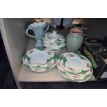 A good quantity of vintage Booths plates having green motifs and floral pattern on cream ground,