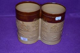 A rare and unusual stone ware salt glazed twin or double bodied mug or tankard by Doulton Lambeth no