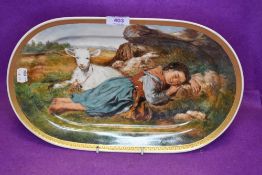 A porcelain charger dish by Johann Haviland Baveria 60424 depicting sleeping shepherdess signed R