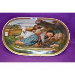 A porcelain charger dish by Johann Haviland Baveria 60424 depicting sleeping shepherdess signed R