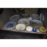 A selection of various ceramics including Meakin printed dishes and selection of serving plates