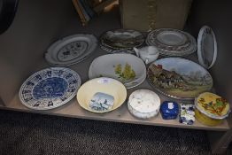 A selection of various ceramics including Meakin printed dishes and selection of serving plates