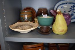 A variety of studio pottery including pots and vases.