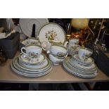 A collection of Alfred Meakin 'Hereford' including tea pot,plates and bowls, having transfer pattern