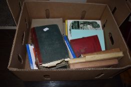 An interesting box of books including Beetons household management and Local Shap interest Victorian