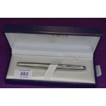 A brushed steel Waterman cartridge fountain pen, made in France