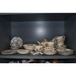 A selection of tea and dinner wares in and Indian tree design mixed names and brands