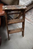 A vintage wooden step ladder, height approx. 65cm