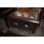 An Ecclesiastical style box stool having parquetry top, width approx. 42cm