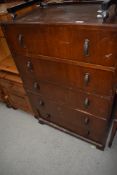 An early 20th Century mahogany bedroom chest of five drawers, width approx. 76cm