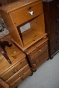 Three modern pine bedside chests/cabinets